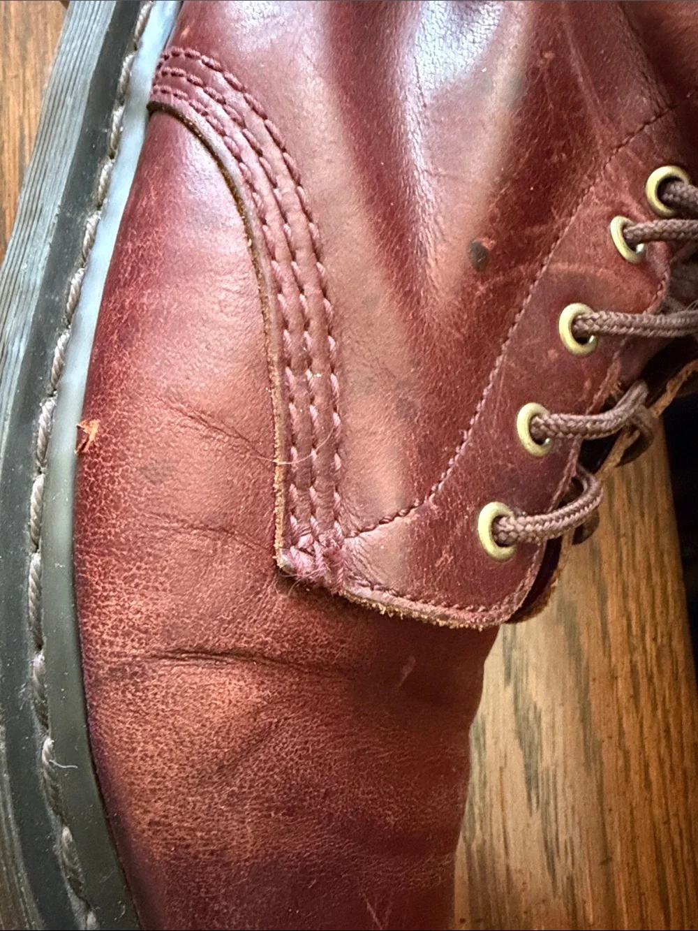 Dr. Martens Men's Burgundy Leather Lace-Up Boots